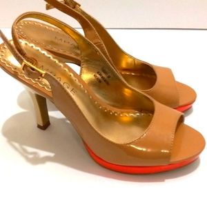 Rampage platform heals beige with red/orange platform size 6